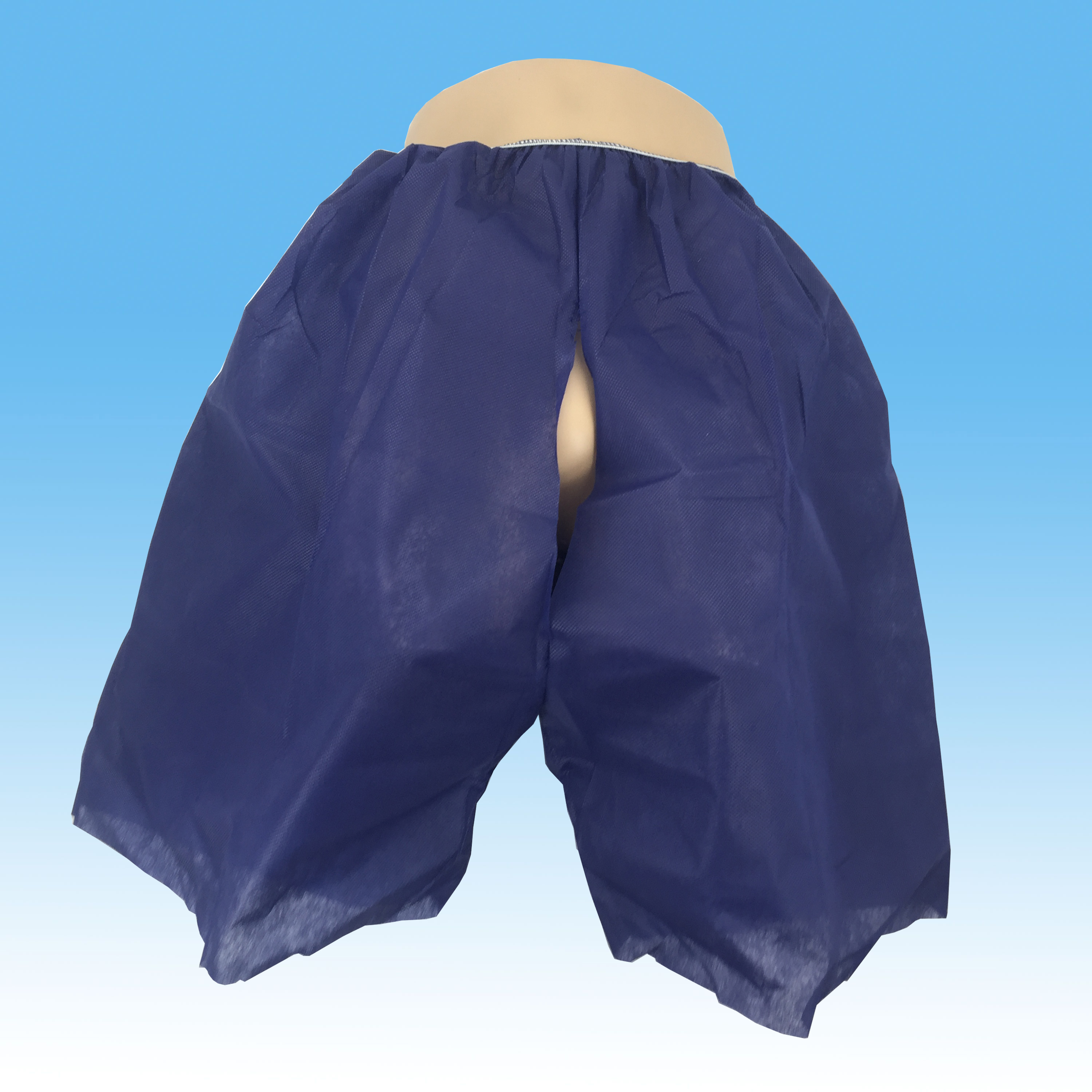 SMS 50g azul oscuro tela no tejida médico colonoscopia paciente examen pantalones cortos ropa interior desechable pantalones para adultos