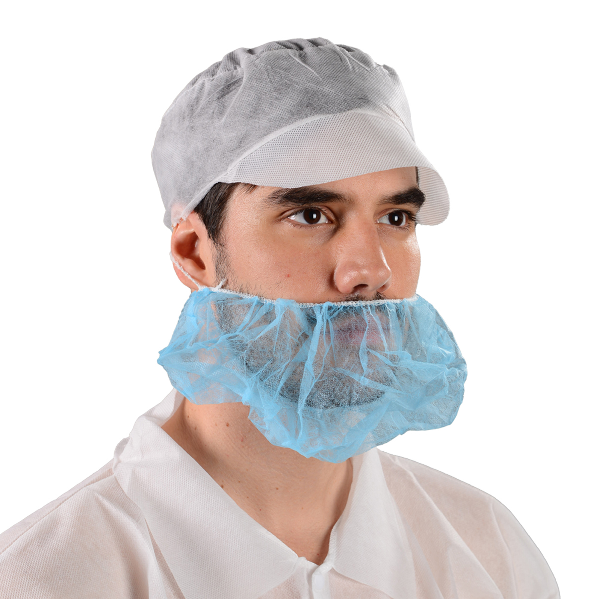 TOPMED blanco 10gsm desechable PP no tejido barba cubierta industria alimentaria solo bucle hombres con una sola costilla a prueba de polvo barba red para el cabello